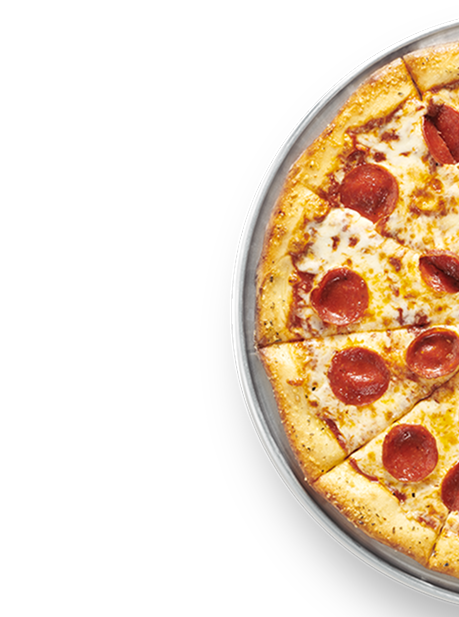 A whole pepperoni pizza on a pizza pan.