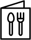 Icon-style drawing of folded menu.